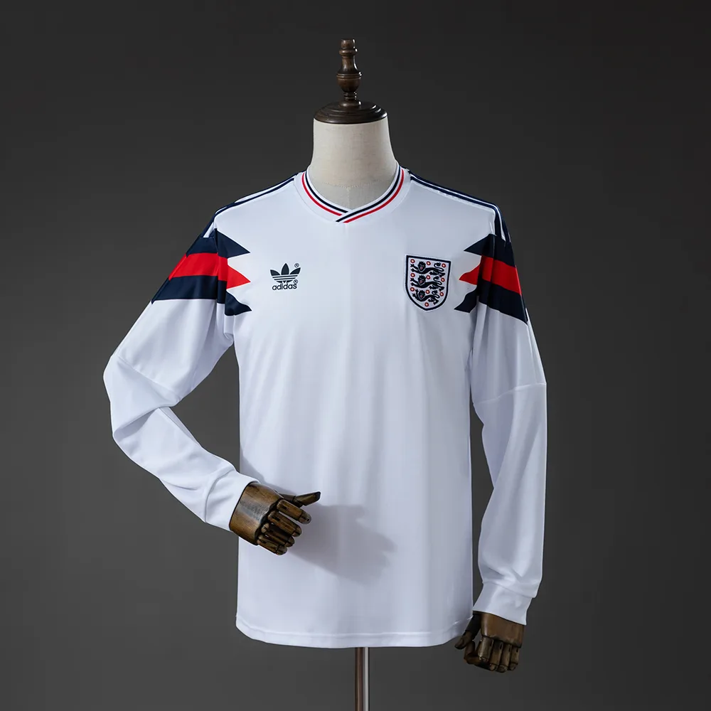 1990 Retro England Home Long Sleeve Jersey — main view