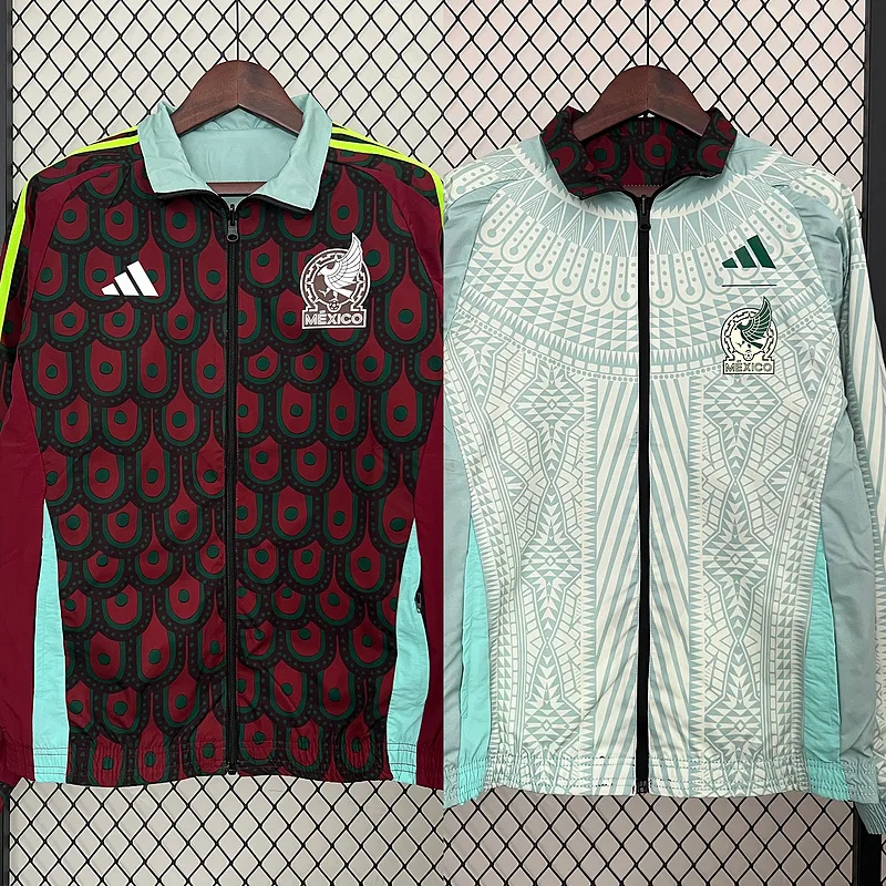2024 Mexiko Wendbare Windjacke (rot-grün) Fußballtrikot AAA fan-gradät — main view