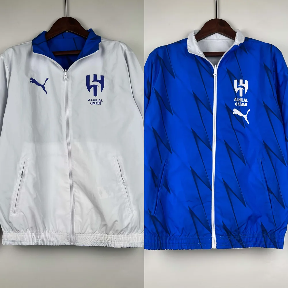 2023/2024 Al-Nassr Reversible Windbreaker(White-Blue)Soccer Jersey  — main view