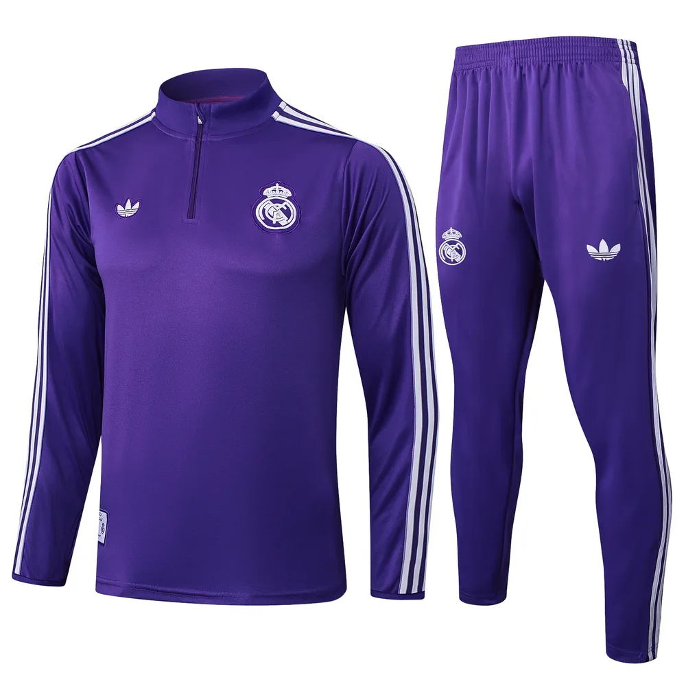Chándal de entrenamiento con media cremallera Edición Retro morado de Real Madrid 2025/2026 Camiseta de fútbol Calidad Thai Set — main view