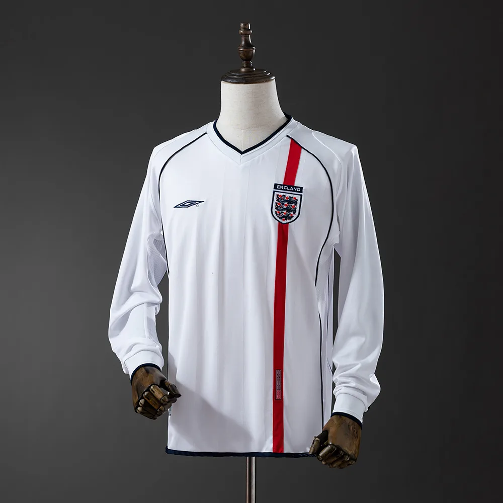 2002 Retro England Home Long Sleeve Jersey  — main view