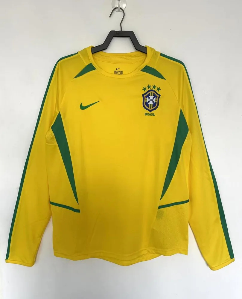 2002 Retro Long Sleeve Brazil Home Soccer Jersey  — main view