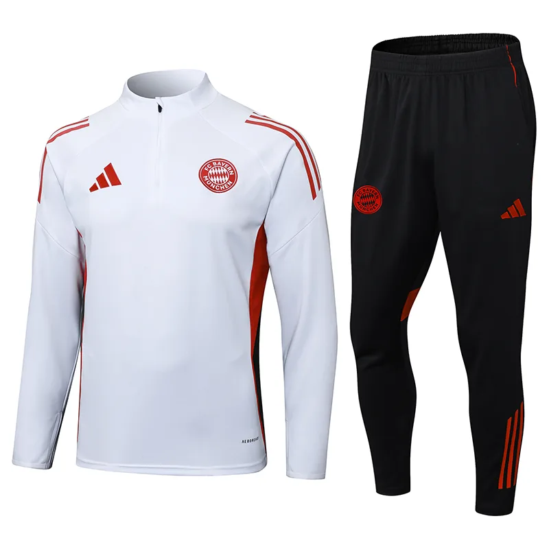 2025/2026 Bayern Munich Half-Pull Training Suit White Football Shirt  Set — main view