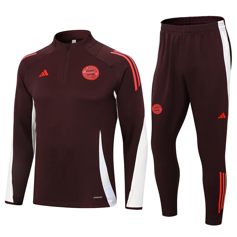 2024/2025 Bayern Half-Pull Trainingsanzug Dunkellila Trikot Set  — main view