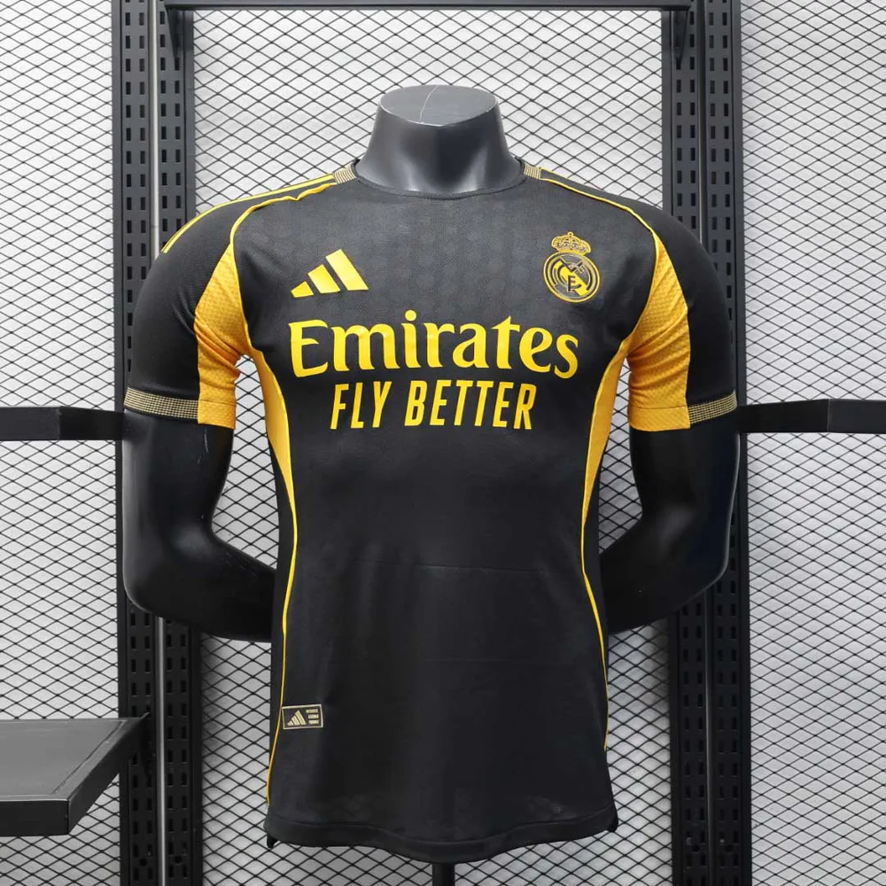 2025/2026 Player Version Real Madrid Special Edition Black and Gold Football Jersey  — main view
