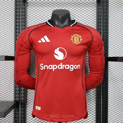 2025/2026 Langarm Spielerversion Manchester United Heimfußballtrikot  — main view
