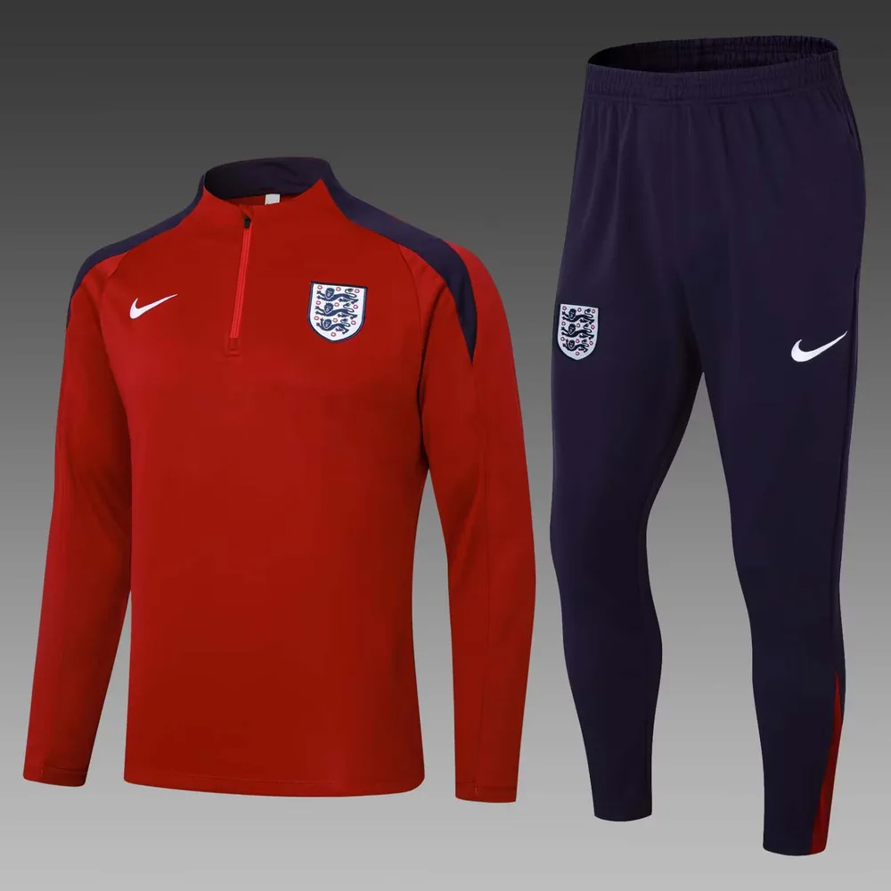 2024 England Half-Pull Training Suit Date red Soccer Jersey Set — main view