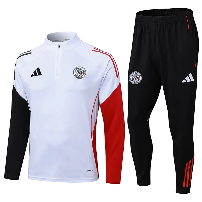 2025/2026 Ajax Half-Pull Training Suit White Football Shirt  Set — main view