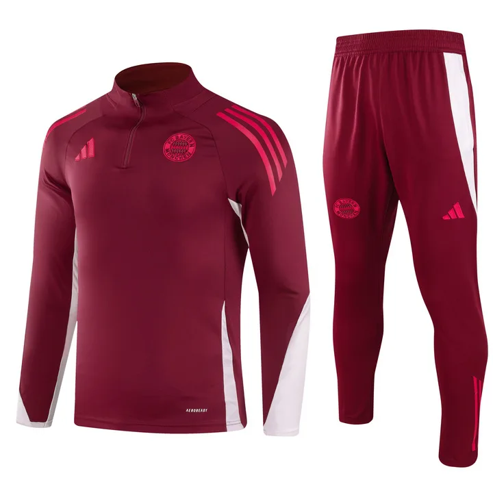2024 Bayern Halbzug Trainingsanzug Rot Trikot Set  — main view