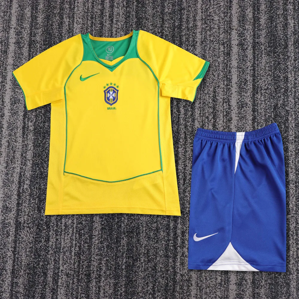 2004 Retro Brazil Home Football Shirt   Kids Size — main view
