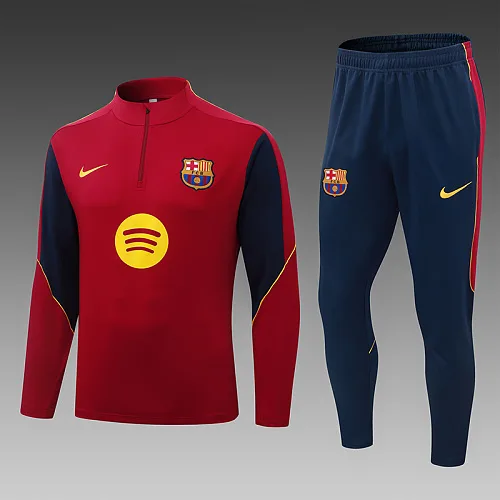 2026/2027 Barcelona Half-Pull Training Red Football Shirt   Set — main view