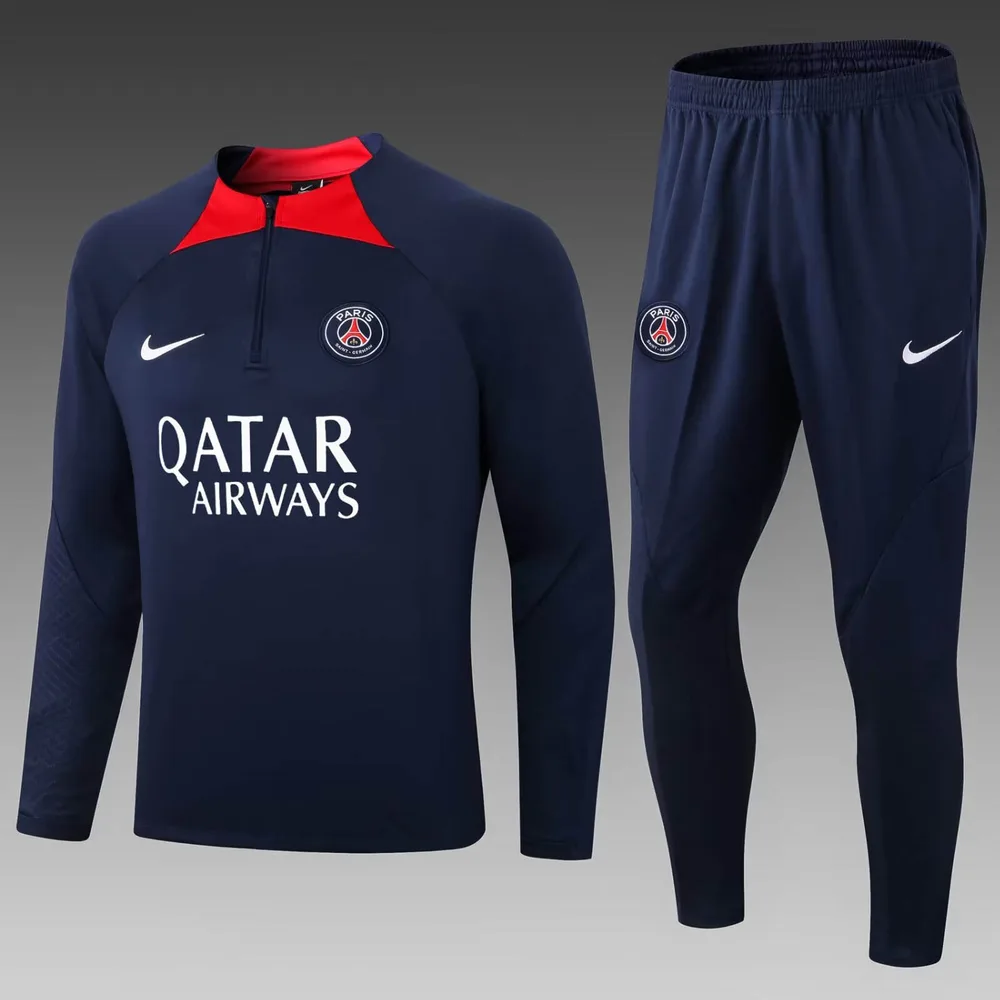 2022/2023 Psg Paris Saint-Germain Halb-Reißverschluss Trainingsanzug Königsblau Set — main view