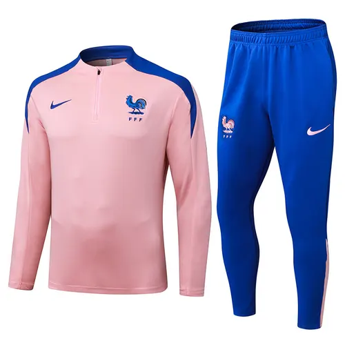 2025/2026 Frankreich Half-Pull Trainingsanzug pinkes Fußballtrikot  Set — view 1