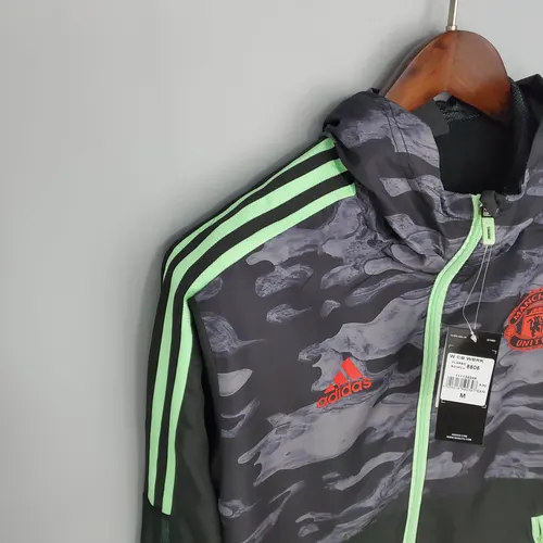 2021/2022 Manchester United Jaqueta Corta-Vento Camuflada Preto e Cinza — view 6