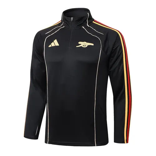 2025/2026 Arsenal Half-Pull Trainingsanzug Schwarz Retro-Stil Fußballtrikot  Set — view 3