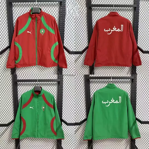 قميص منتخب المغرب مزدوج الجوانب أحمر أخضر لموسم 2026 جودة تايلاندية 
