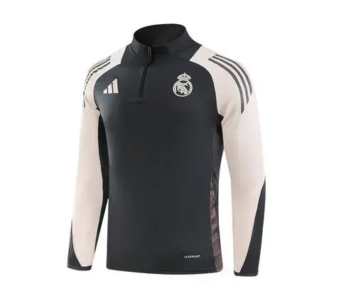 2024/2025 Real Madrid Royal Dark Gray Half-Pull Training Suit Football Shirt  Set — view 3