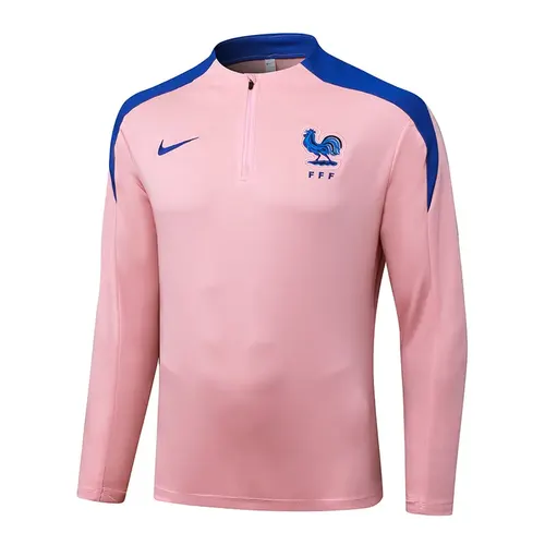 2025/2026 Frankreich Half-Pull Trainingsanzug pinkes Fußballtrikot  Set — view 3