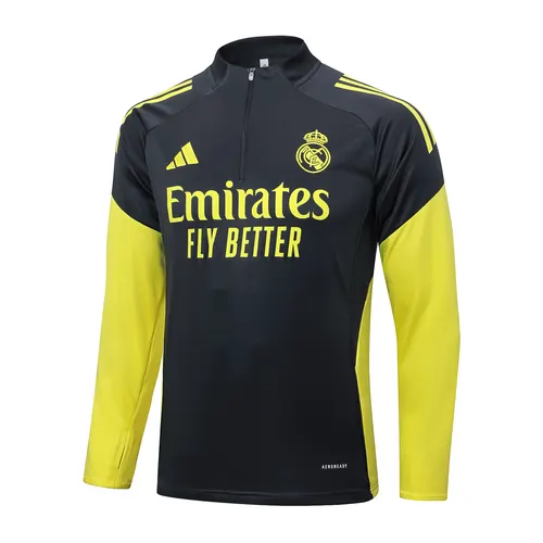 Tenue d'Entraînement Half-Pull Real Madrid Gris Foncé Manches Jaunes 2025/2026 Maillot de Football  Set — view 3