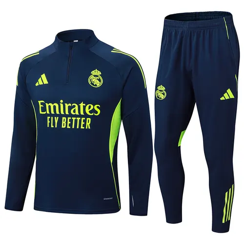 2025-2026 Real Madrid Conjunto de Entrenamiento Media Cremallera Azul Real Camiseta de Fútbol  Set — view 1