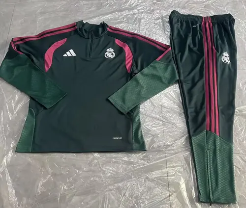 Ensemble maillot de football survêtement d'entraînement demi-zip bleu Real Madrid vert foncé 2026/2027 landaise  — view 3