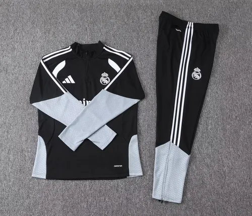 2026/2027 Real Madrid Halb-Reißverschluss Trainingsanzug Schwarz-Grau Fußballtrikot   — view 3
