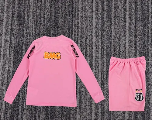 2012/2013 Manches Longues Retro Santos Maillot Rose Football   Taille Enfant — view 2