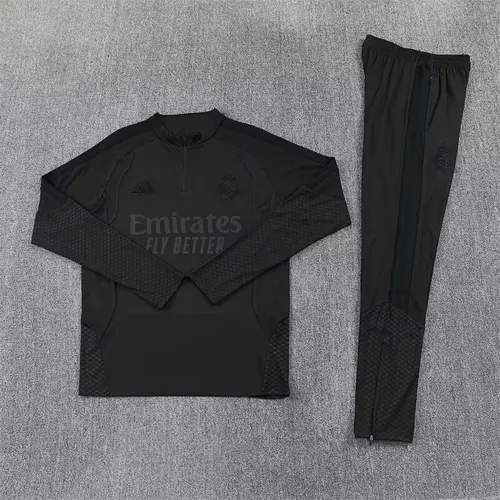 2026/2027 Real Madrid Half-Pull Training Suit Black Football Jersey   — view 3