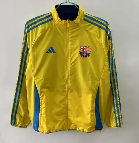 2025/2026 Barcelona Chaqueta Cortavientos Doble Cara Amarilla y Azul Camiseta de Fútbol   — view 2