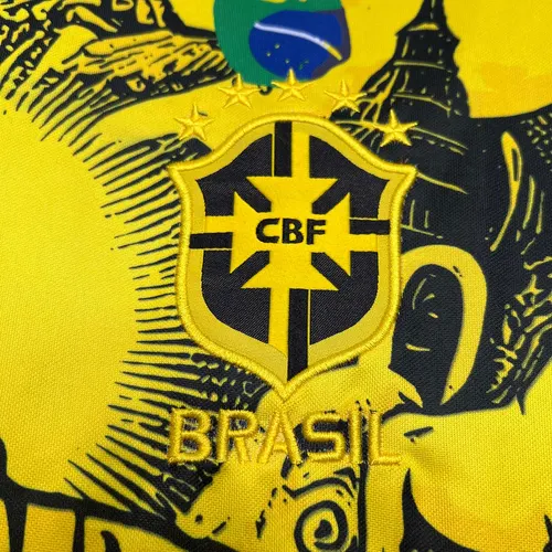 2024 Brazil Special Edition Jesus Yellow Gray Soccer Jersey — view 3