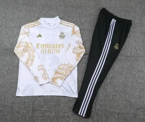 2024/2025 Real Madrid Royal Weiß Druck Sonderausgabe Halb-Reißverschluss Trainingsanzug Fußballtrikot  Set — view 7