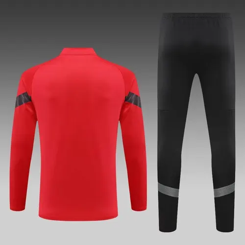 2022/2023 AC Milan Halb-Reißverschluss Trainingsanzug Rot Fußballtrikot  Set — view 2