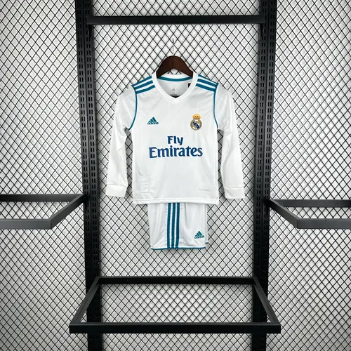 2017/2018 Retro Long Sleeve Real Madrid Home Football Shirt  Kids Size — view 1