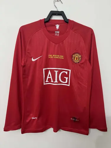 2007-2008 Retro Manga Larga Manchester United Equipación Local Camiseta de Fútbol