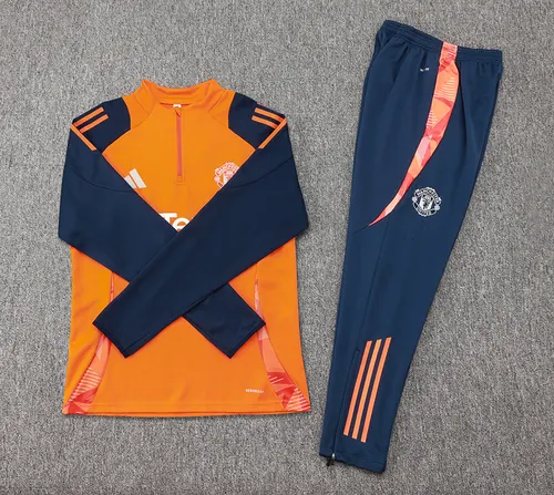 2024/2025 Manchester United Half-Pull Training Suit Orange Football Shirt  Set — view 7