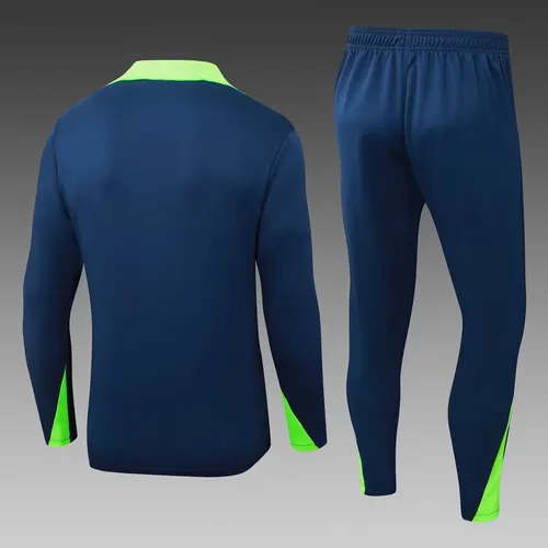 2025 Brasilien Halb-Reißverschluss Trainingsanzug Königsblau Fußballtrikot AAA Fan-Qualität Set — view 2