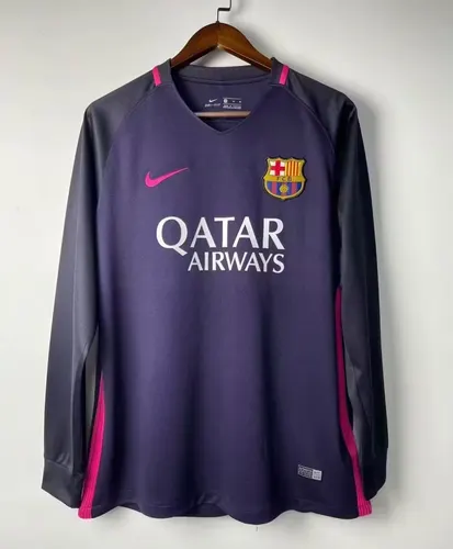 قميص برشلونة الخارجي الرجعي طويل الأكمام 2016/2017 جودة تايلاندية — view 1