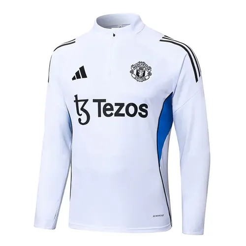 2025/2026 Manchester United Conjunto Treino Meia Puxada Branco Camisa Futebol  — view 3