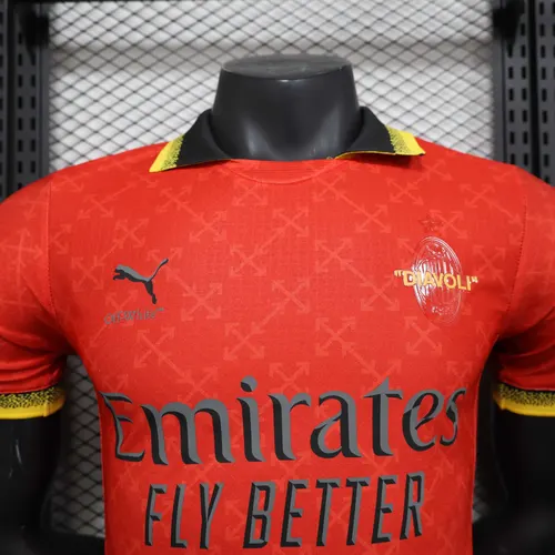 2025/2026 Player Version AC Milan Co-Branded Edition 02 Red Football Jersey  — view 3