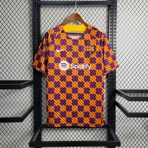 2023/2024 Barcelona Trainingsbekleidung Gestreiftes Karo-Trikot — view 1
