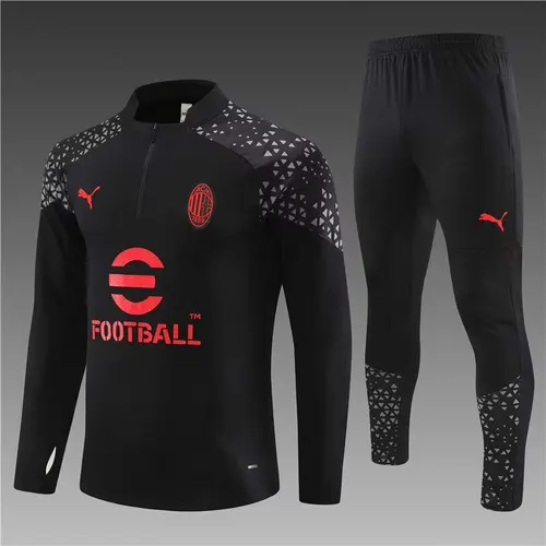 2023/2024 AC Milan Half-Pull Trainingsanzug Schwarz Fußballtrikot  Set — view 1