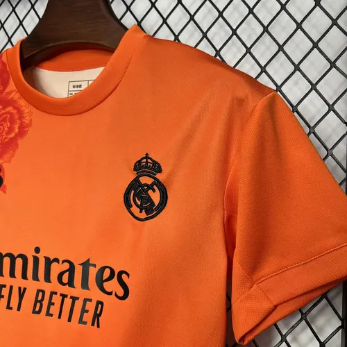 قميص ريال مدريد الخاص Y-3 البرتقالي 2024/2025 جودة تايلاندية مقاس الأطفال — view 5