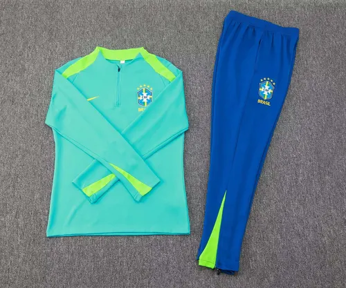 2024 Brazil Half-Pull Training Suit Light green Football Shirt  Set — view 3