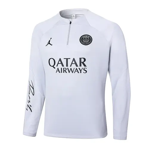 Ensemble de survêtement demi-tiré PSG Paris Saint-Germain 2023-2024 gris clair — view 3