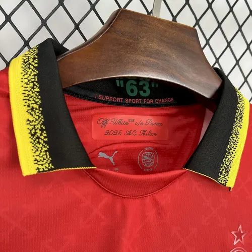 2025/2026 AC Milan Edição Co-Branded Vermelha Camisa de Futebol  — view 3