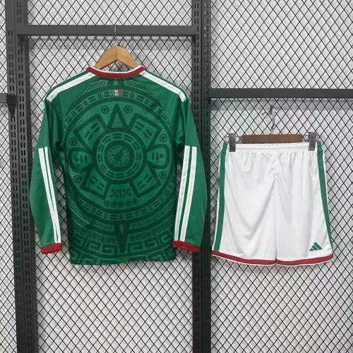 2026 Manches Longues Mexico National Team Domicile Maillot Football AAA qualité fan Taille Enfant — view 2