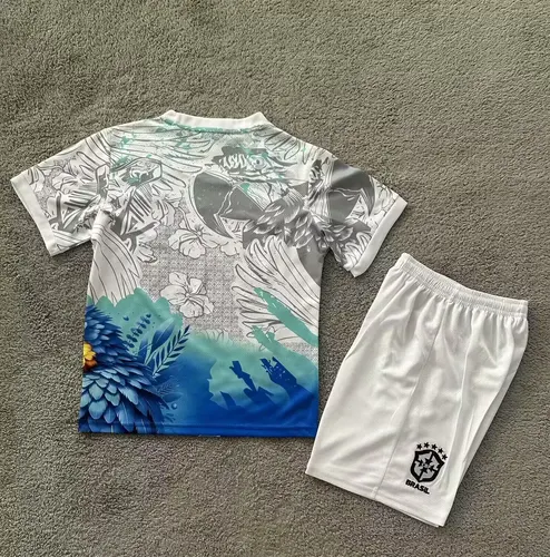 2025/2026 Brazil Special Edition White Blue Bird Football Shirt  Kids Size — view 2