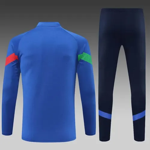2022 Italien Halb-Reißverschluss Trainingsanzug Blau Fußballtrikot Set — view 2