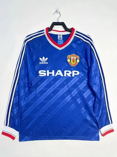 1986/1988 Retro Manga Larga Manchester United Tercera Equipación Visitante Camiseta de Fútbol  — view 1