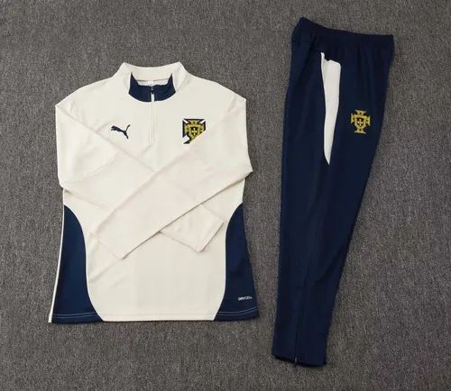 2025 Portugal Half-Pull Trainingsanzug Weiß Fußballtrikot AAA Fan-Qualität Set — view 3